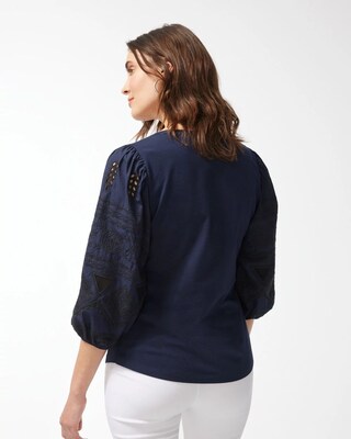 Embroidered Puff Sleeve Top