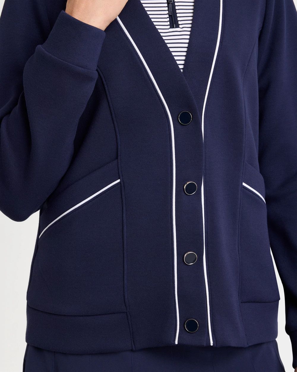 Zenergy® Soft Pique Button-Down Cardigan