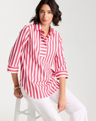 No Iron™ Striped Stretch Tunic click to view larger image.