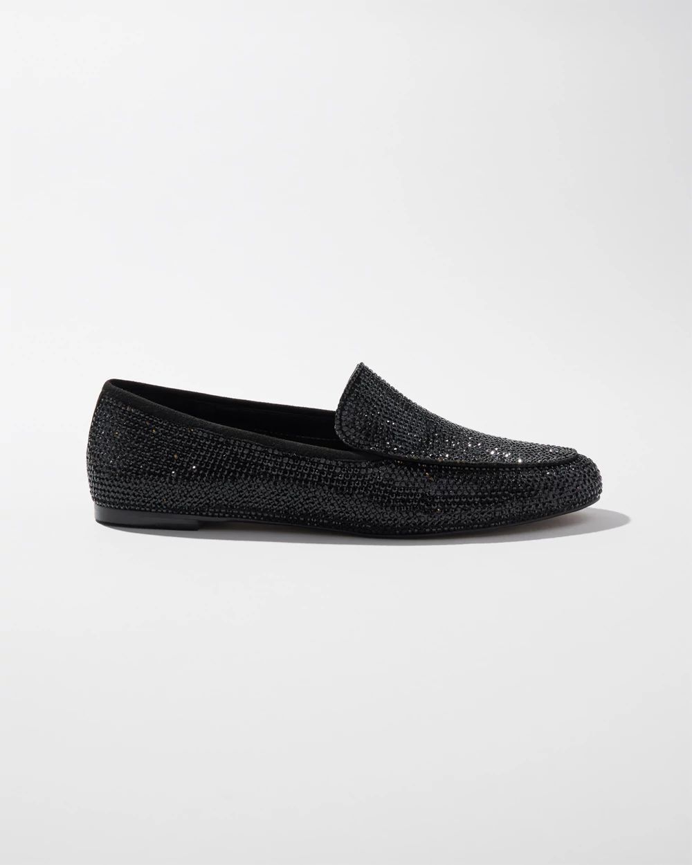 Suede Trim Rhinestone Loafers