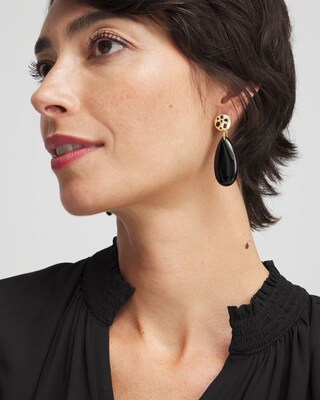 Black Stone Drop Earrings