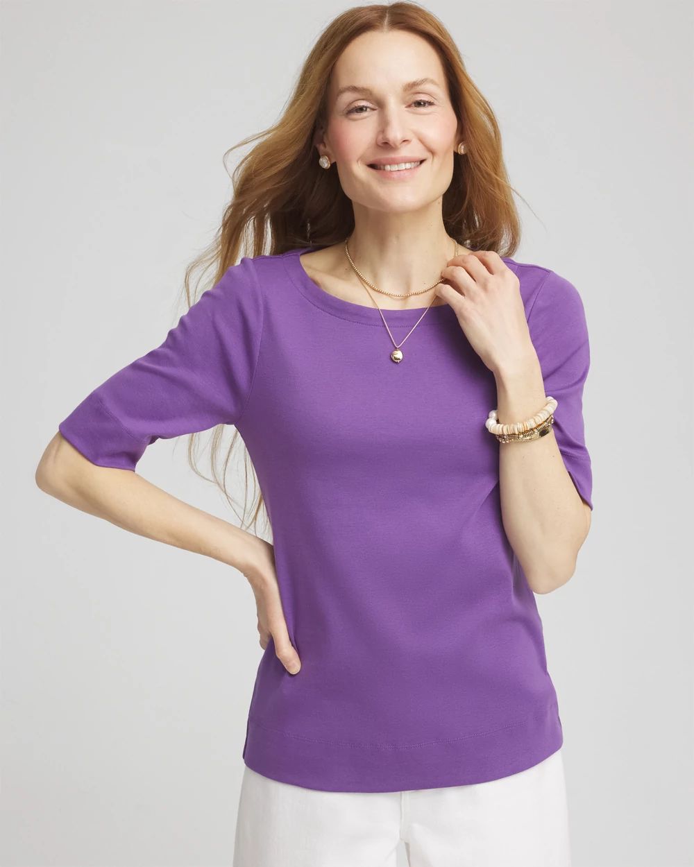 Pima Cotton Bateau-Neck Tee