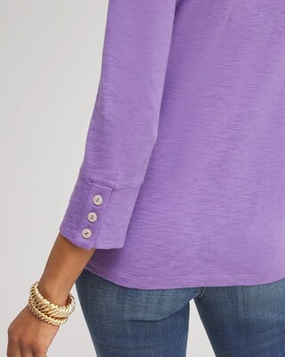 3/4 Sleeve Button Tee click to view larger image.