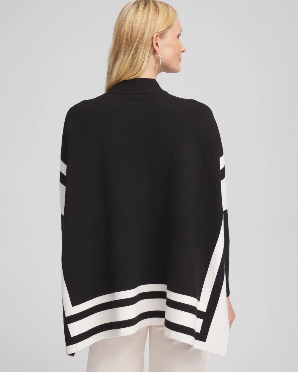 Colorblock Sweater Poncho