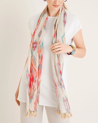 Ikat-Print Oblong Scarf