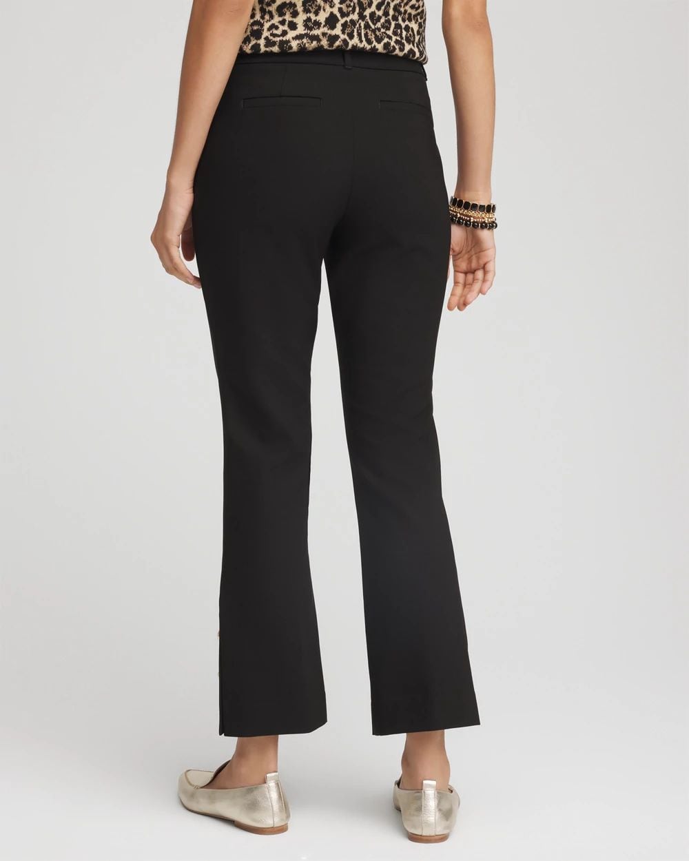Bi-Stretch Fly Front Flared Cropped Pants