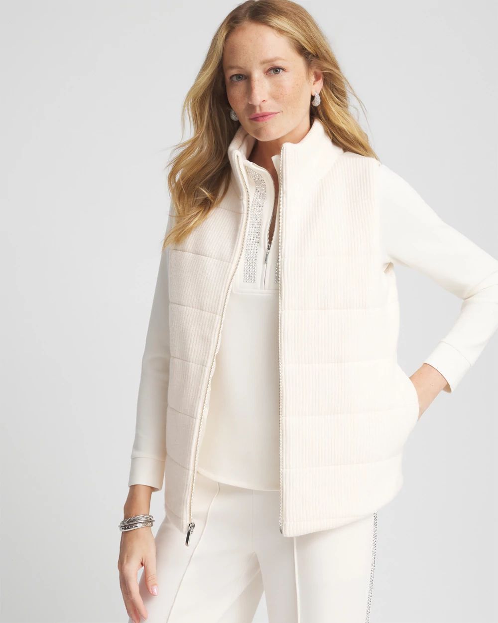 Zenergy® Luxe Ribbed-Knit Puffer Vest
