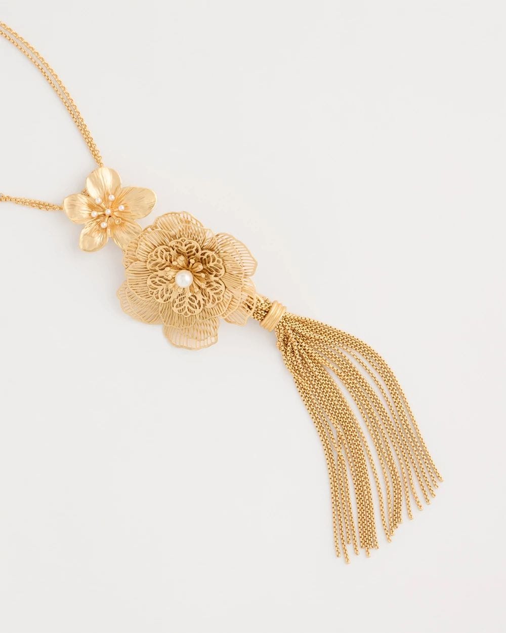 Filigree Flower Tassel Necklace click to view larger image.