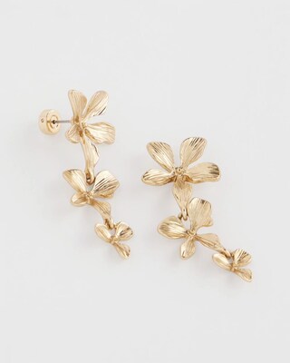 No Droop® Gold Tone Floral Drop Earrings click to view larger image.