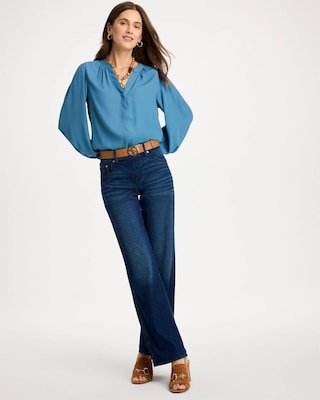 Georgette Long Billow Sleeve Blouse click to view larger image.