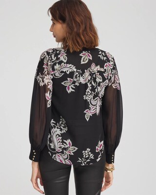 Floral Pintuck Sleeve Blouse click to view larger image.