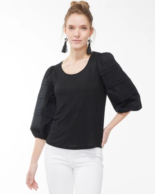 Linen Detailed Sleeve Top