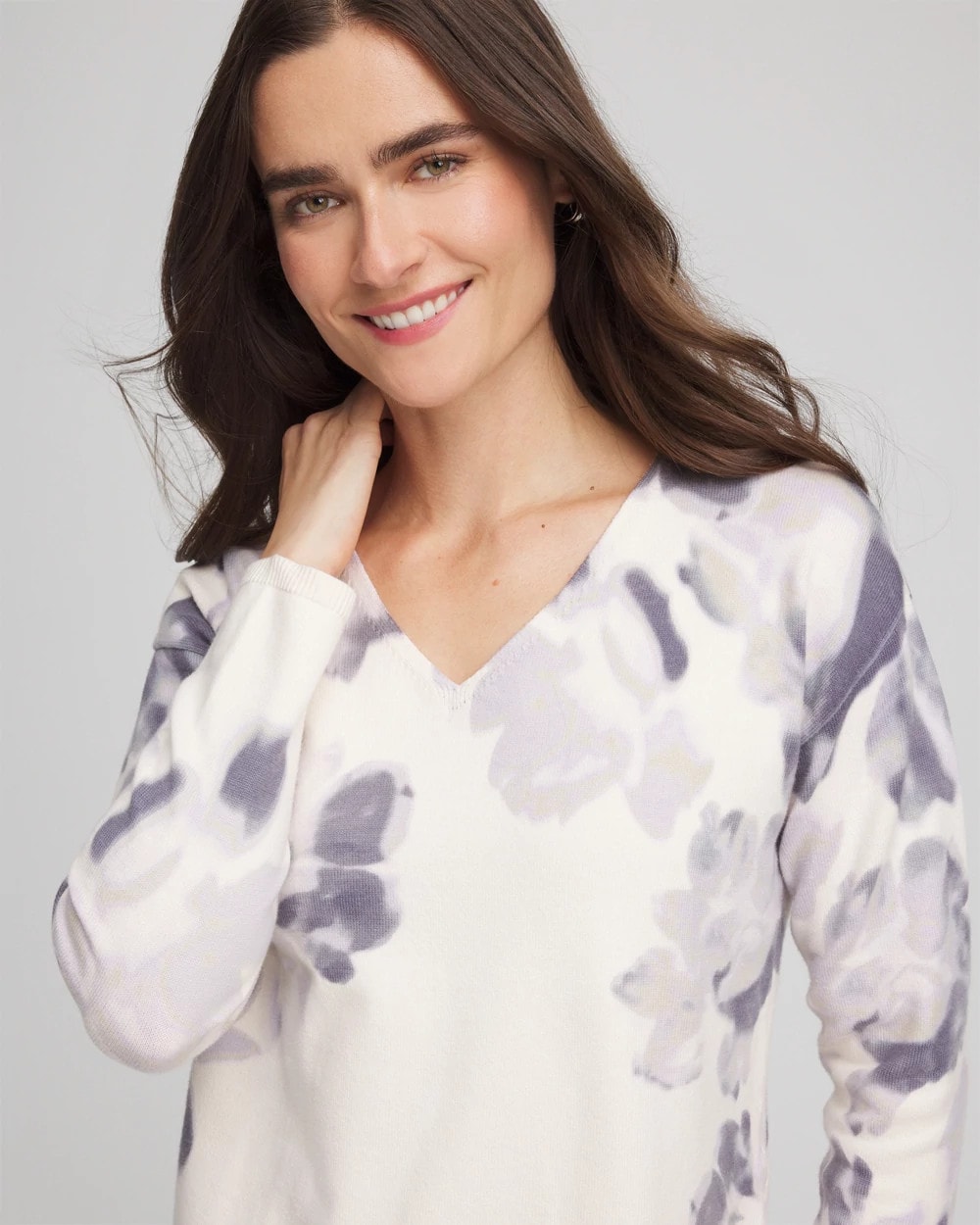 Printed V-Neck Sweater