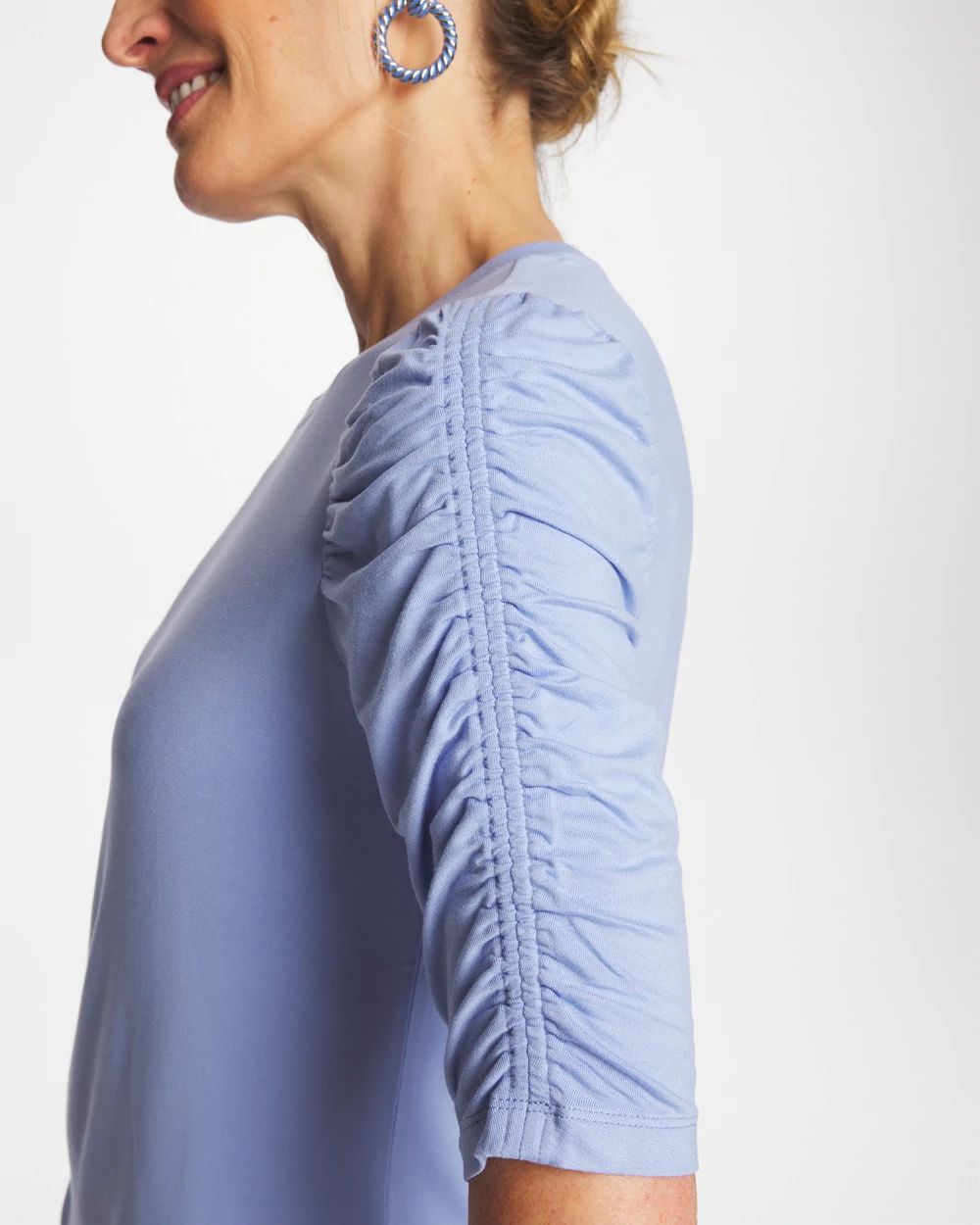 Ruched Sleeve Knit Tee click to view larger image.