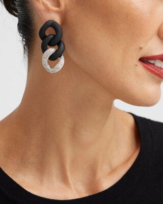 Silver Tone Pavé Link Earrings