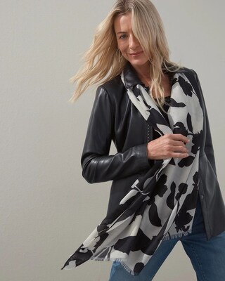 Leaf Print Oblong Scarf