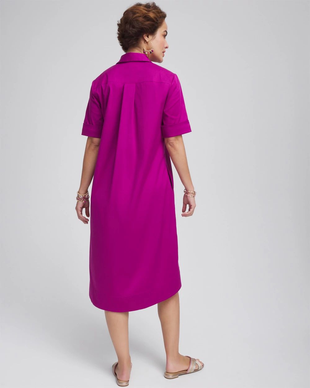 High-Low Hemmed Popover Shirtdress