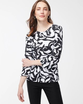 Pima Floral 3/4 Sleeve Everyday Tee
