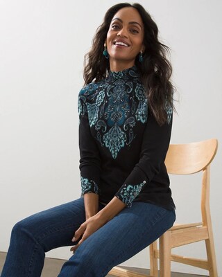Paisley Mock Neck Sweater