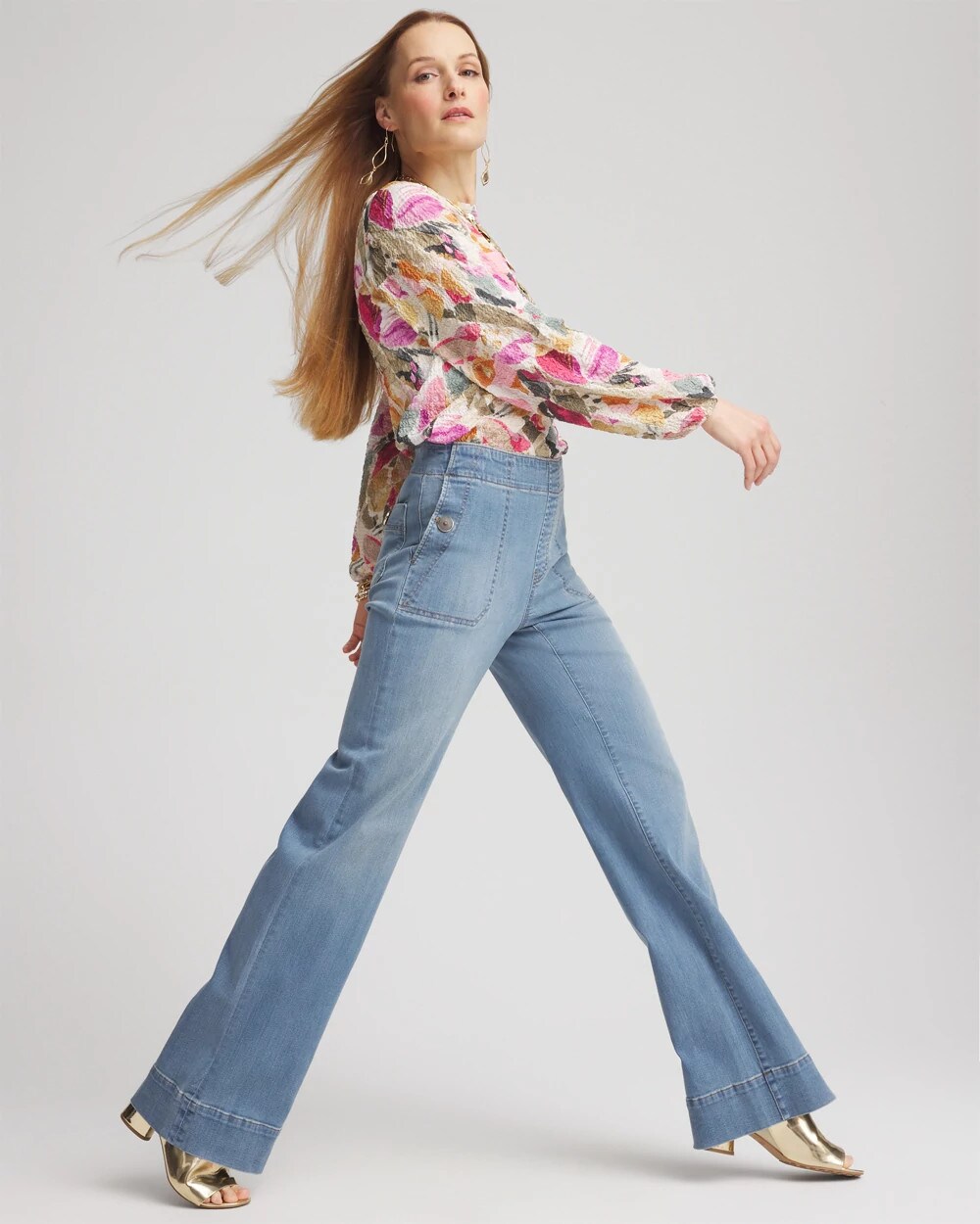 Pull-On Wide-Leg Jeans