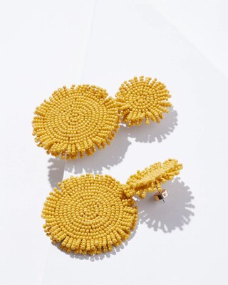 Yellow Round Seed Bead Earrings