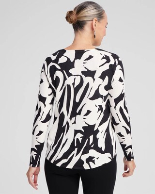 Spun Rayon Abstract V-neck Pullover Sweater