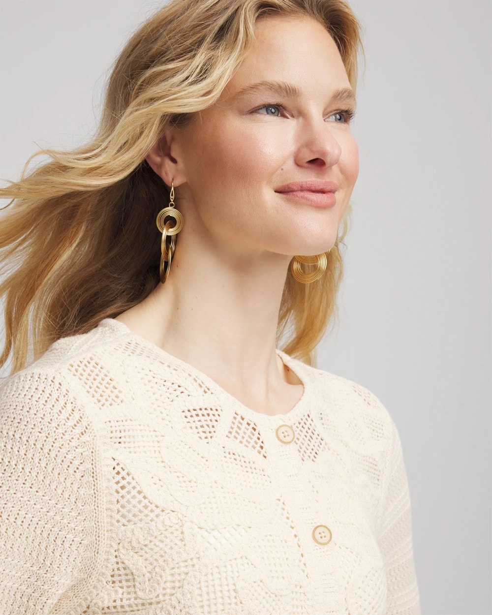 Soutache-Lace Knit Cardigan