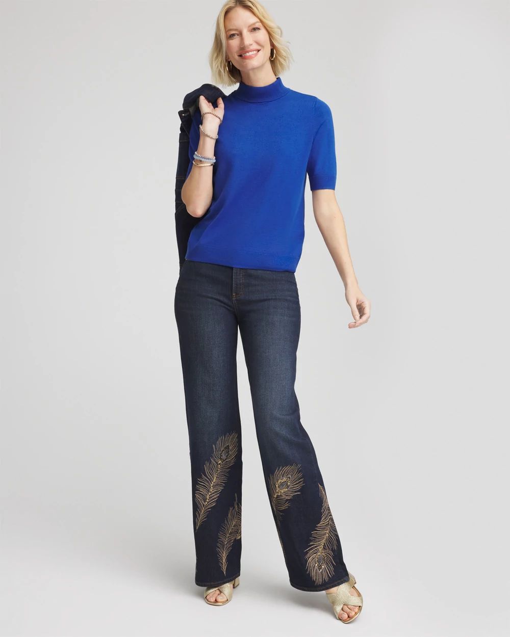 Ella Elbow Sleeve Mockneck Sweater click to view larger image.