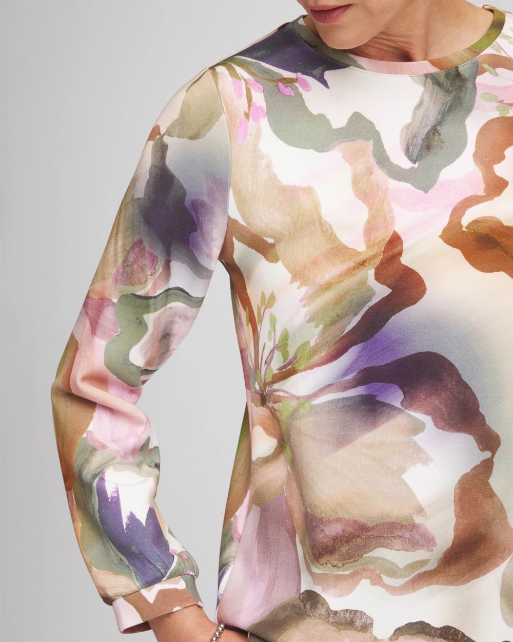 Zenergy® Scuba Floral Long-Sleeve Top