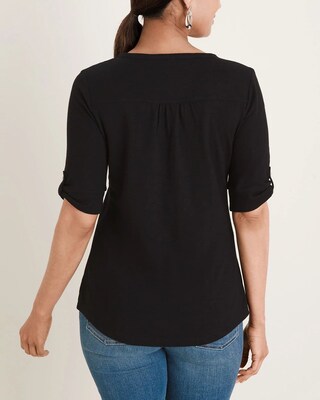 Cotton-Blend Slub Henley Tee