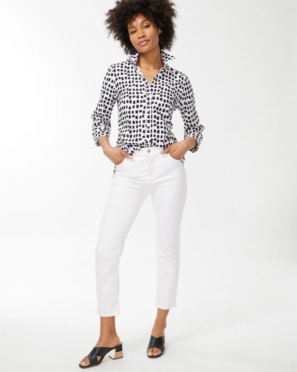 No Iron Stretch Square Dot Shirt