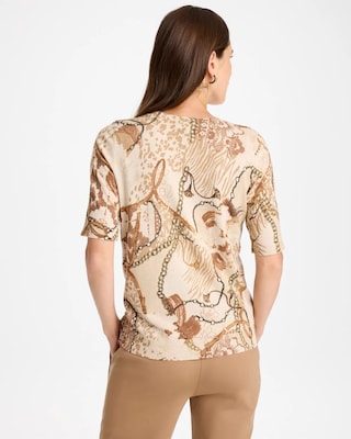 Ella Printed Short-Sleeve Sweater click to view larger image.