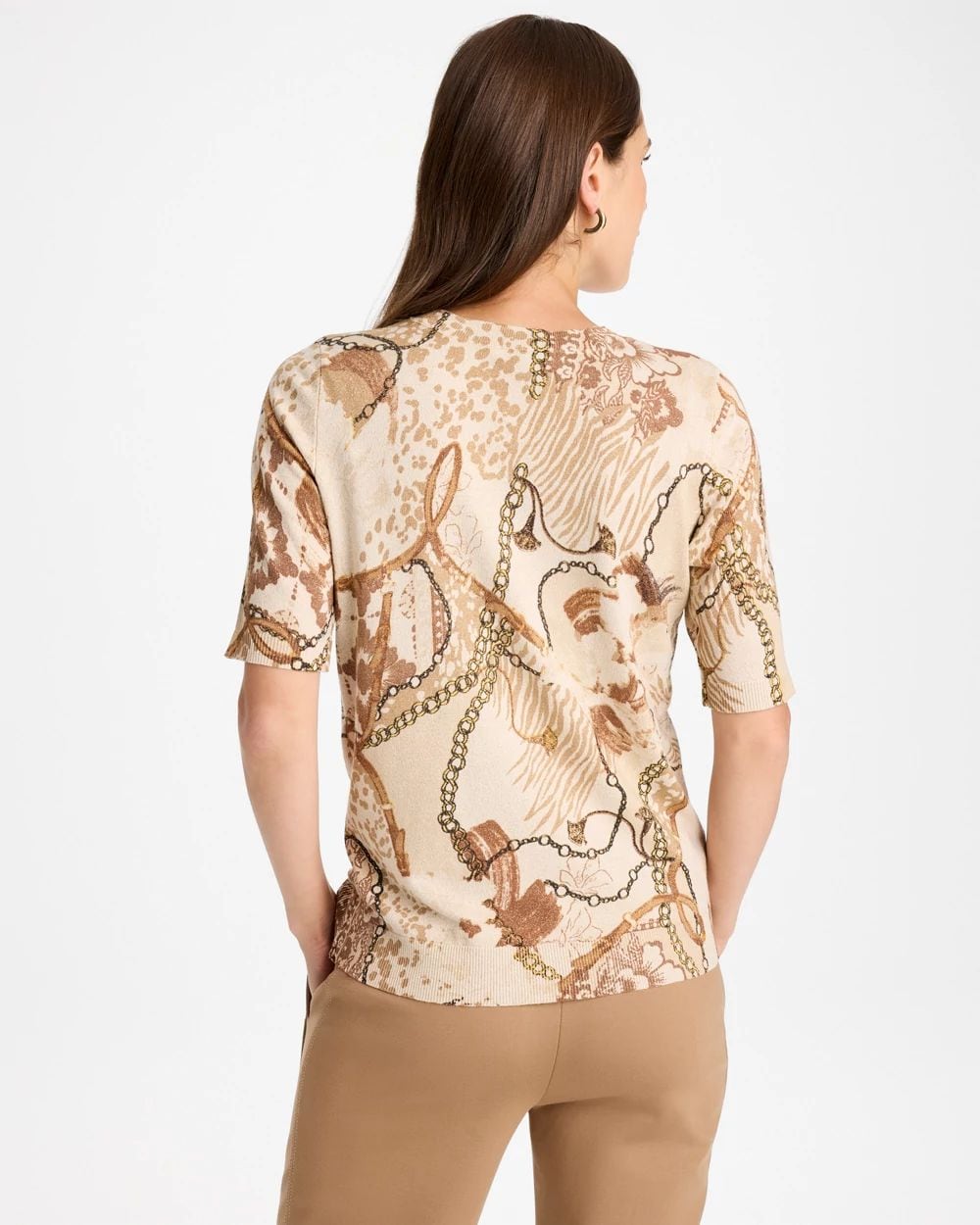 Ella Printed Short-Sleeve Sweater click to view larger image.