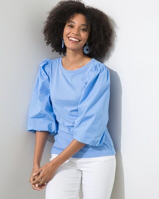 Poplin Blouson Sleeve Tee