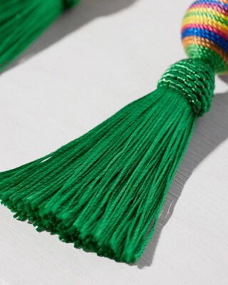 Green Tassel Drop Earrings