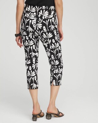 Wide Waistband Leaf Print Capris