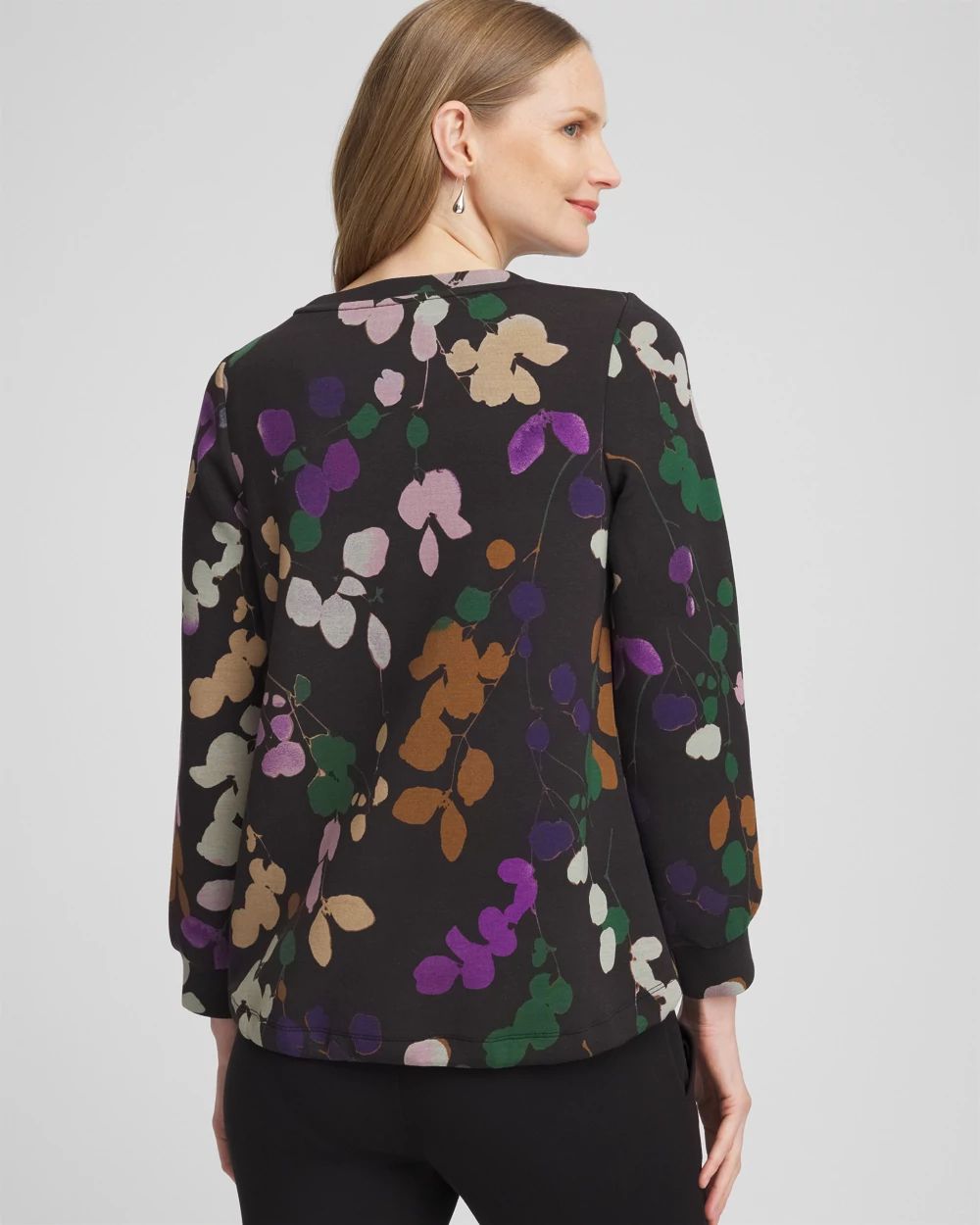 Zenergy® Floral Bungee Hem Long-sleeve Top