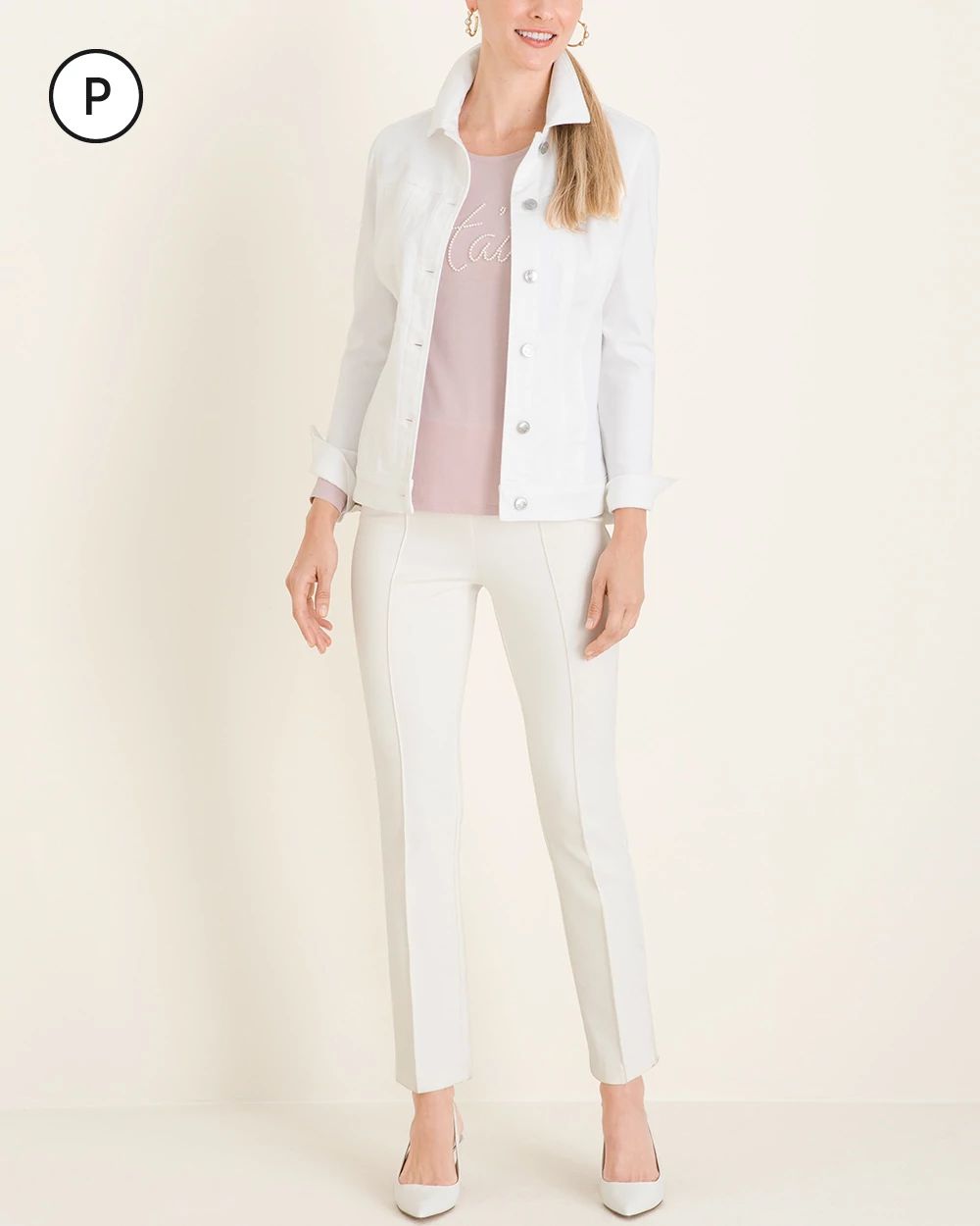Petite No-Stain White Denim Jacket