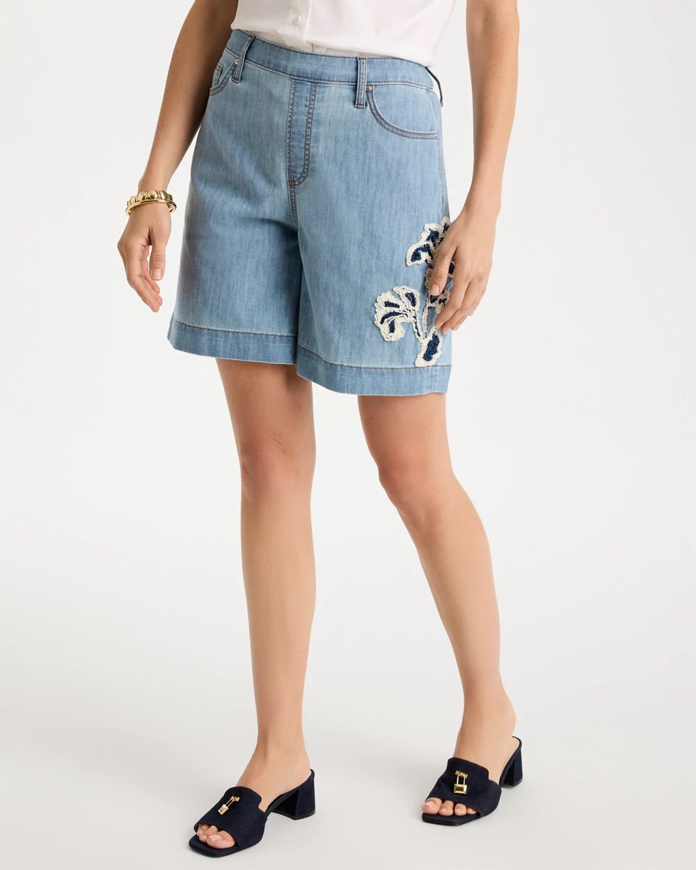 Embellished Lightweight Jean Shorts