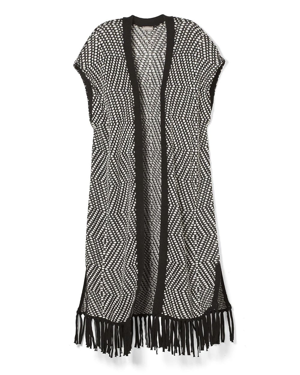 Patterned Fringe-Detail Sweater Vest