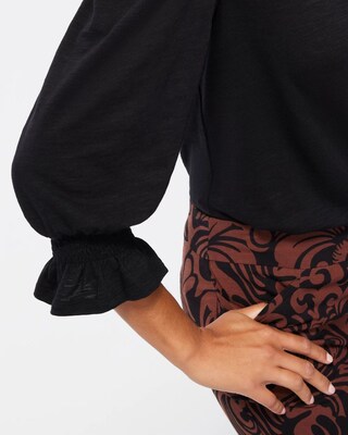 Cotton Slub Ruffle Cuff Tee