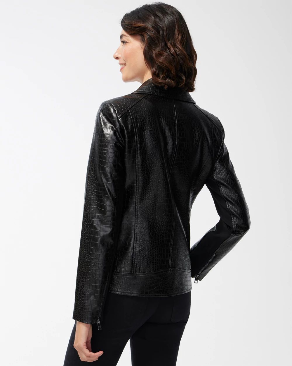 Faux Crocodile Moto Jacket
