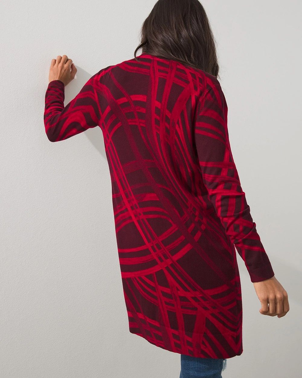 Arched Open Front Cardigan