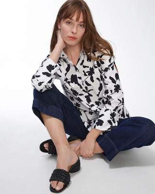 No Iron Stretch Black and White Shirt