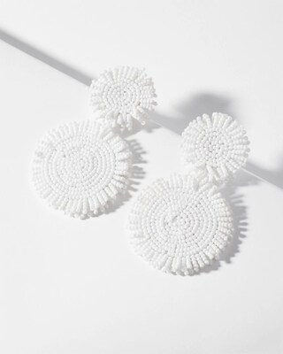 White Round Seed Bead Earrings