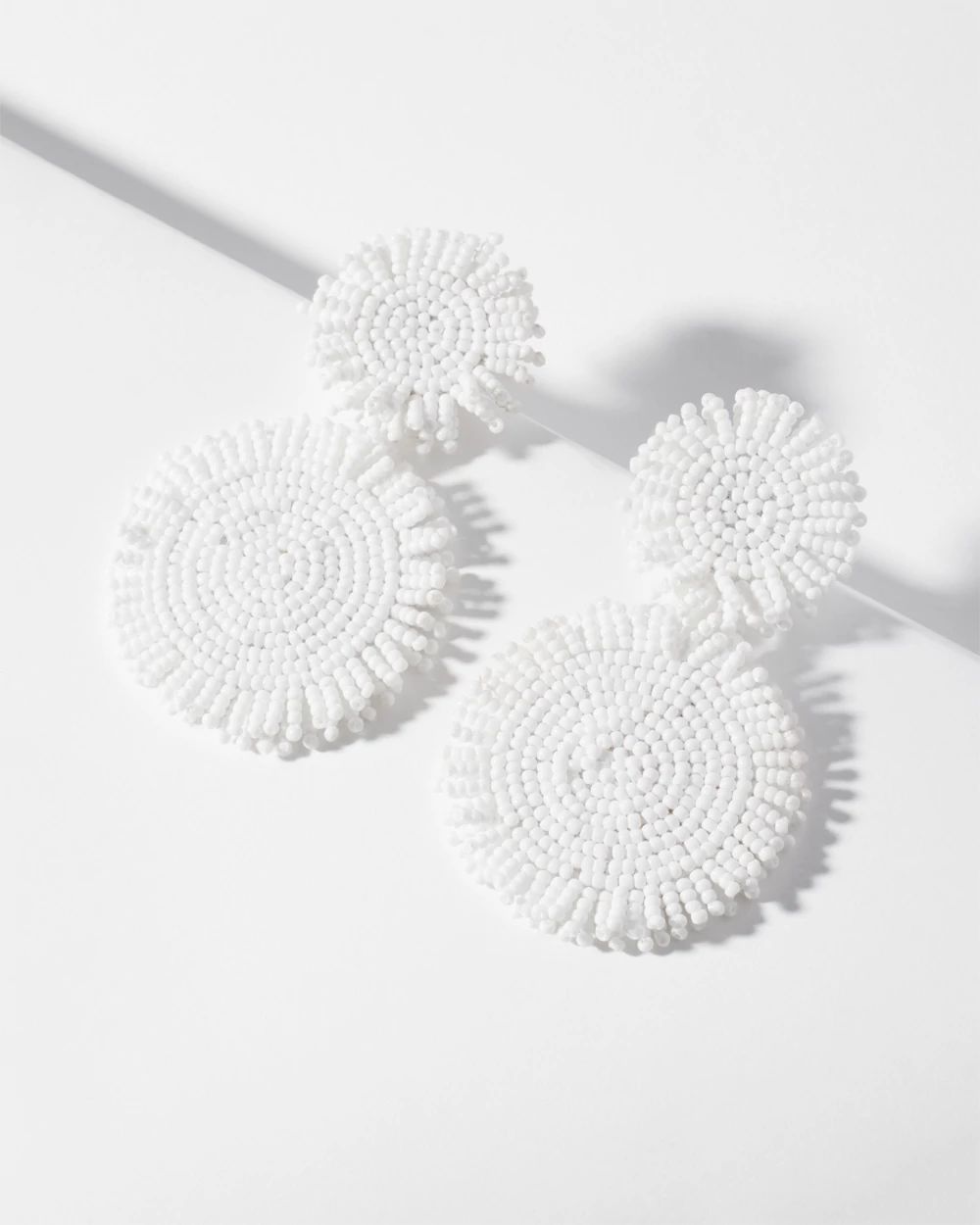 White Round Seed Bead Earrings