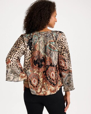 Printed Pleated Flare Sleeve Top click to view larger image.