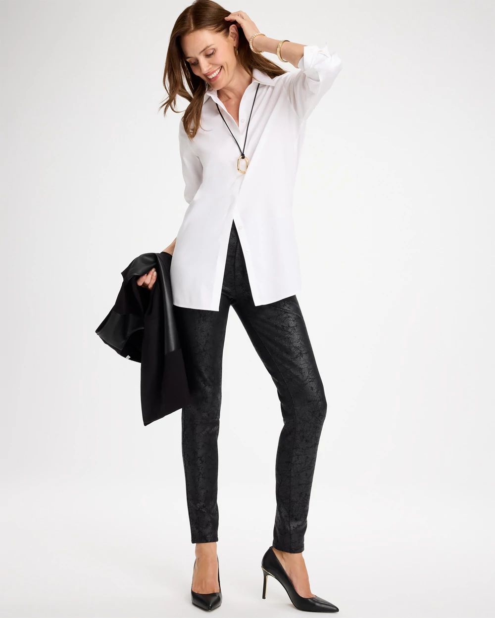 Faux Leather Five Pocket Skinny Pants