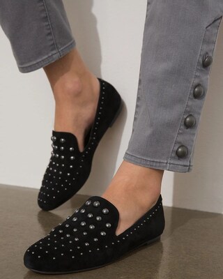 Black Studded Suede Flats