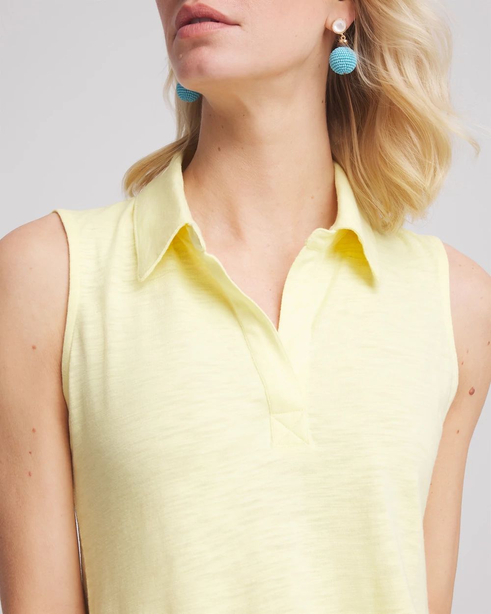 Slub Sleeveless Collared Tunic